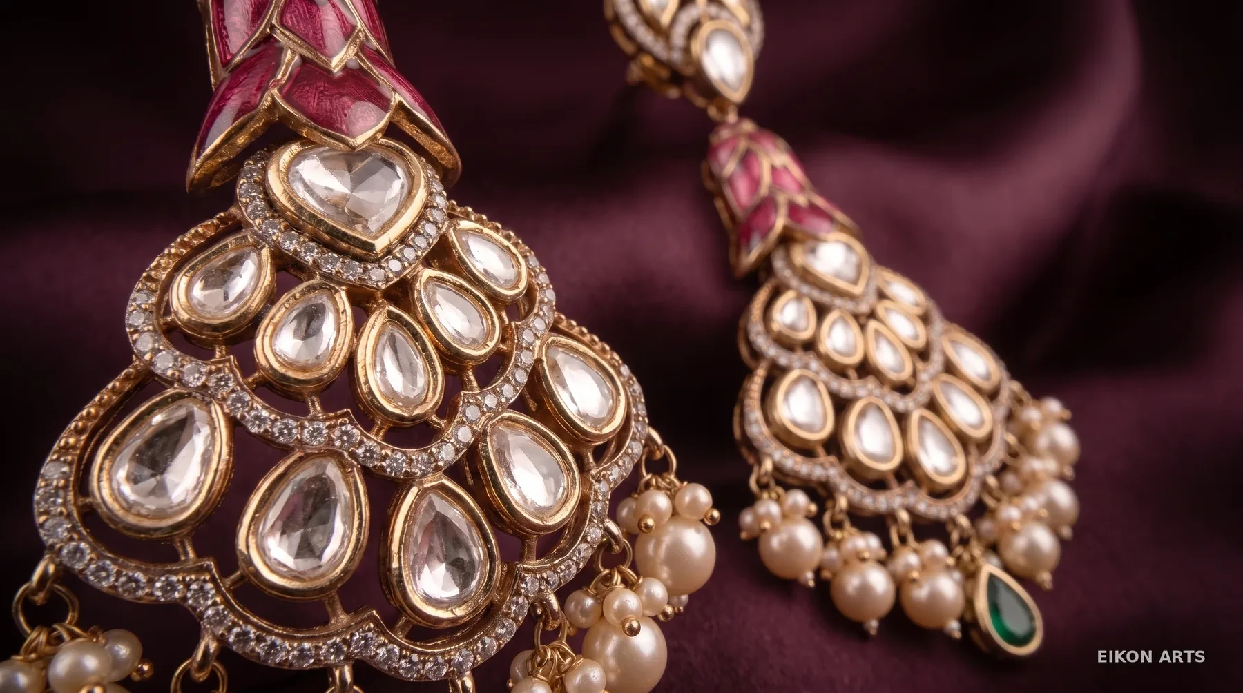 Earrings kundan macro — push in